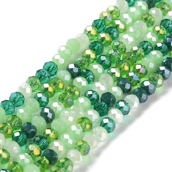 

PandaHall Glass Beads Strands, Faceted, Rondelle, Lime Green, 6x5mm, Hole: 1mm, about 85~88pcs/strand, 16.1~16.5 inch(41~42cm) Glass...