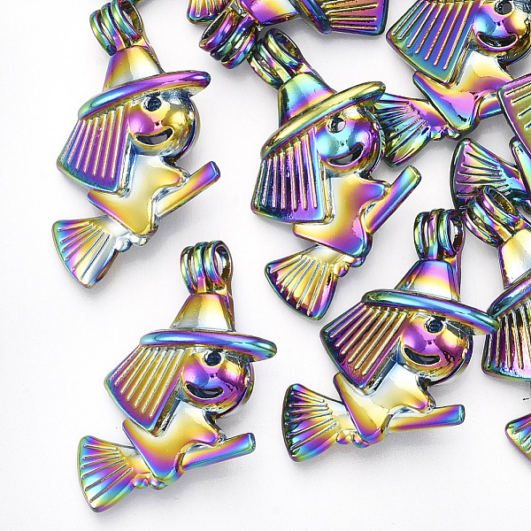 

PandaHall Plated Alloy Bead Cage Pendants, Witch, Colorful, 35x30.5x12mm, Hole: 4x4.5mm, Inner Measure: 8mm Alloy Human