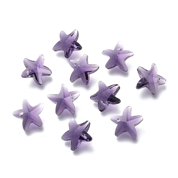

PandaHall Faceted Glass Charms, Starfish, Dark Slate Blue, 14x15x7mm, Hole: 1.4mm Glass Starfish
