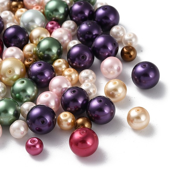 

PandaHall Eco-Friendly Dyed Glass Pearl Round Beads, Mixed Color, 6~10mm, Hole: 0.7mm Glass Round Multicolor