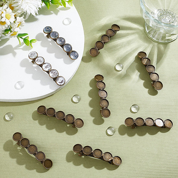 

PandaHall Unicraftale DIY Blank Dome Hair Accessories Mkaing Kit, Including Iron Hair Barrettes Settings, Glass Cabochons, Antique Bronze...