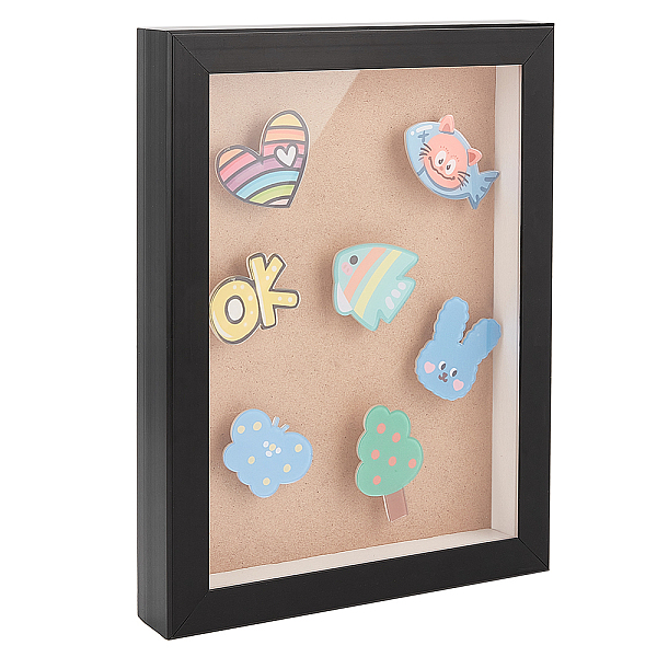 PandaHall OLYCRAFT Medal Display Shadow Box Black Medal Display Case Natural Wood Photo Frames with Clear Window for Military Medals, Beach...
