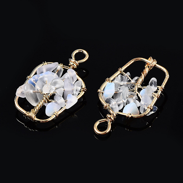 

PandaHall Opalite Pendants, Golden Tone Brass Wire Wrapped, Tree, Bottle, 37~38x21.5~22.5x4.5~7.5mm, Hole: 4mm Opalite Bottle