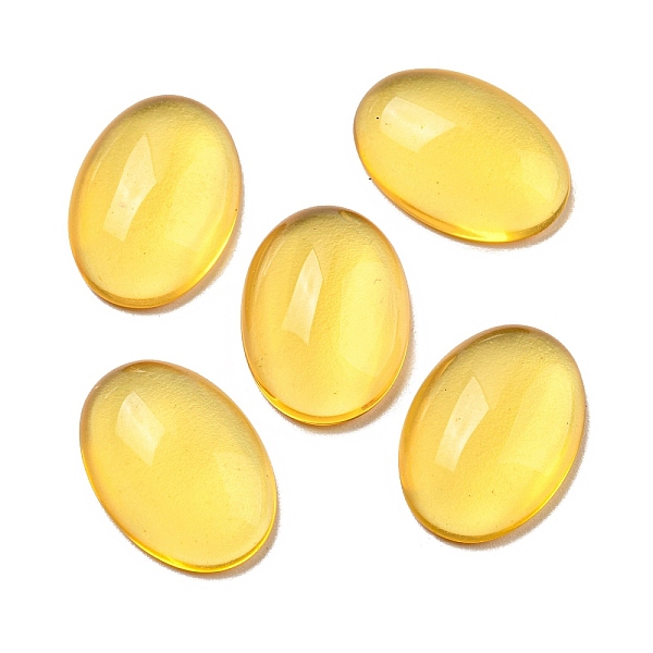 

PandaHall Glass Cabochons, Oval, Yellow, 18x13x5~5.5mm Glass Oval Yellow