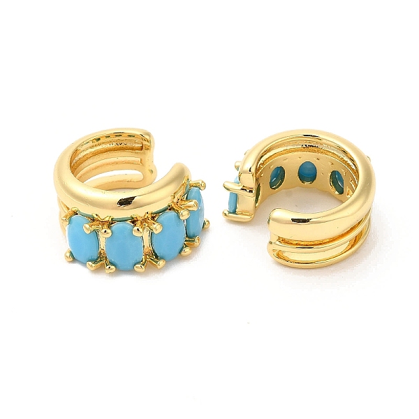 Real 16K Gold Plated Brass Cuff Earrings With Rhinestone For Women