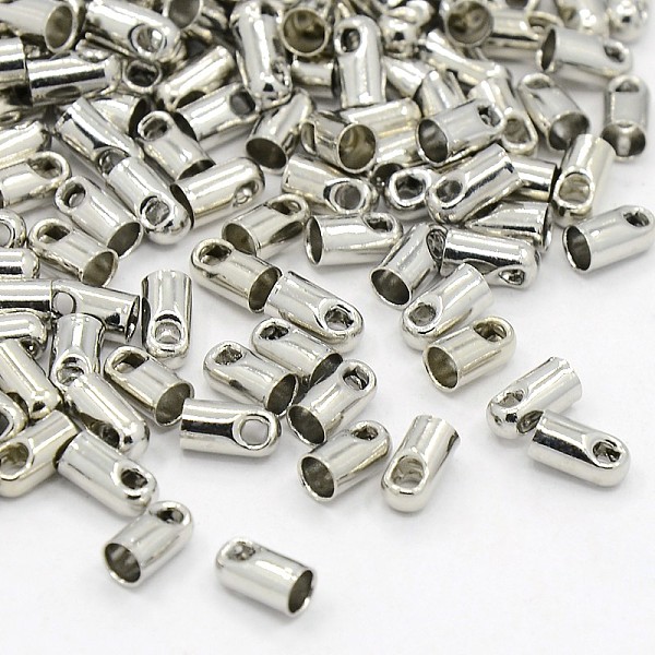 

PandaHall Brass Cord Ends, Nickel Free, Platinum, 5.2x2.8mm, Hole: 1.2mm, Inner Diameter: 2mm Brass