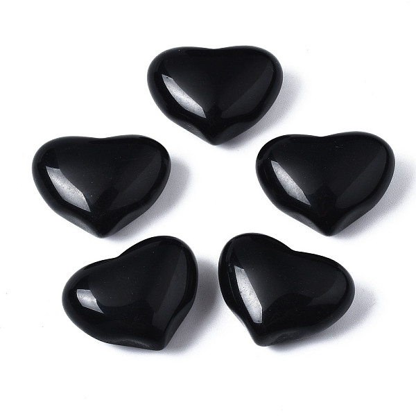 Natural Black Obsidian Heart Palm Stone