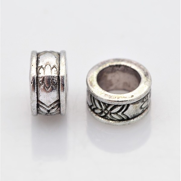 

PandaHall Tibetan Style Beads, Lead Free, Cadmium Free and Nickel Free, Tube, Antique Silver, about 8mm in diameter, 4mm thick, hole: 5mm...