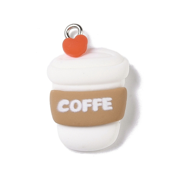 

PandaHall Opaque Resin Pendants, Cartoon Charms with Platinum Plated Iron Loops, Coffee Drink, 26.5x16.5x7.5mm, Hole: 2mm Iron+Resin Drink..., White