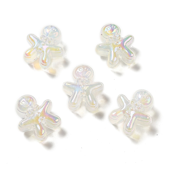 

PandaHall UV Plating Rainbow Iridescent Acrylic Beads, Christmas Gingerbread Man, WhiteSmoke, 20x18x10.5mm, Hole: 3.5mm Acrylic Human White