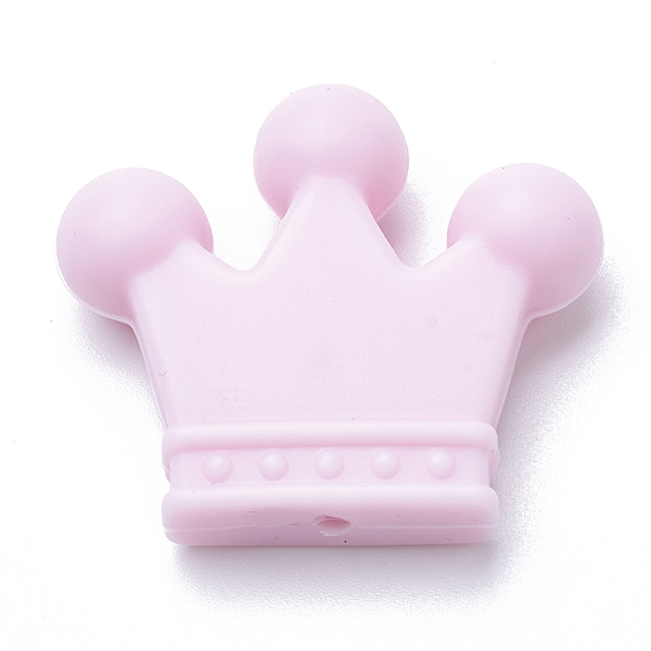 

PandaHall Food Grade Eco-Friendly Silicone Focal Beads, Chewing Beads For Teethers, DIY Nursing Necklaces Making, Crown, Pink, 30x35x10mm...