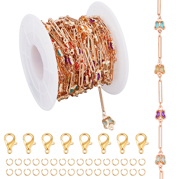 

PandaHall DIY Chain Bracelet Necklace Making Kit, Inclduing Brass Oval & Colorful Acrylic Link Chain, Alloy Clasps, 304 Stainless Steel...