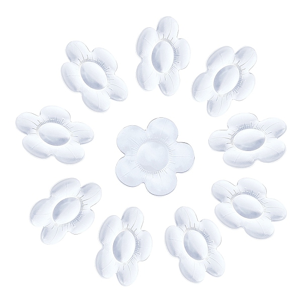PandaHall Gorgecraft 10Pcs Door Knob Wall Shield Transparent Soft Silicone Wall Protector, Flower, Clear, 4.8x0.5cm Silicone Clear
