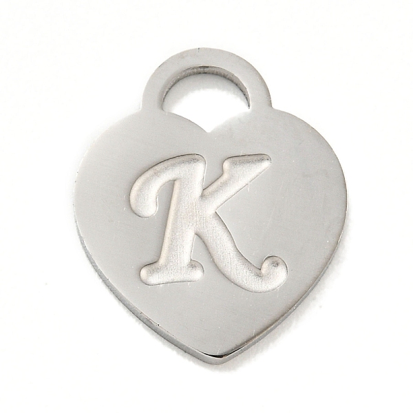 

PandaHall 304 Stainless Steel Pendants, Laser Cut, Heart with Letter Charm, Stainless Steel Color, Letter K, 15x12x1mm, Hole: 3x3.5mm 304...