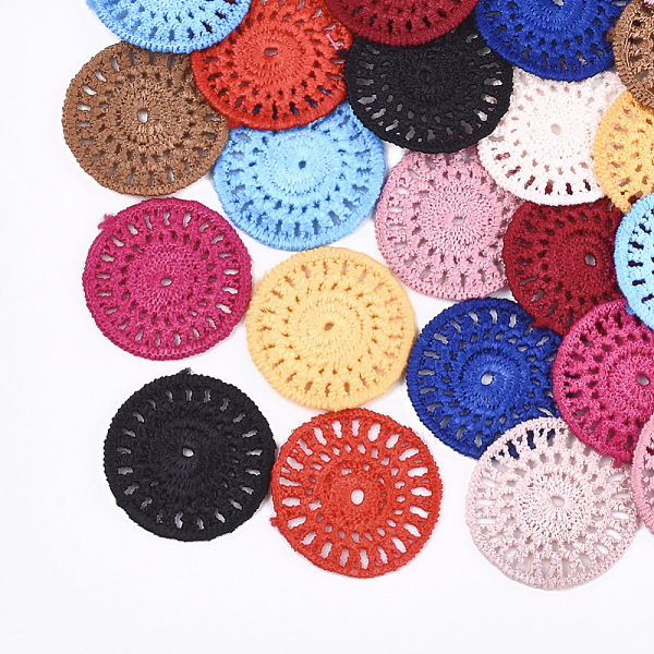 

PandaHall Polycotton(Polyester Cotton) Woven Pendant Decorations, Flat Round, Mixed Color, 27~29x1mm Polycotton Flat Round Multicolor