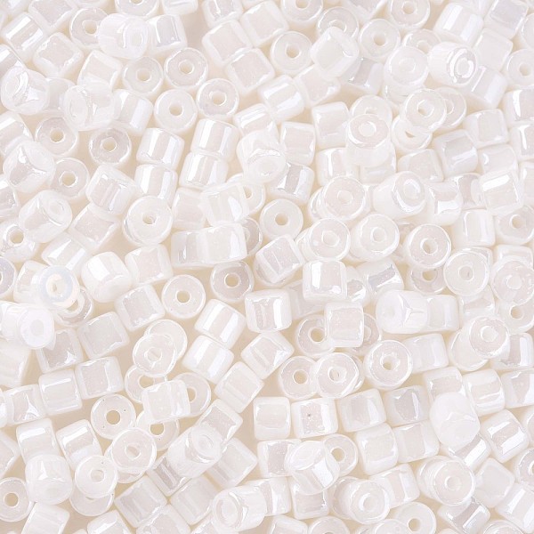 

PandaHall Opaque Colours Luster Glass Round Bugle Beads, Round Hole, Creamy White, 4~6x5~6mm, Hole: 1.8mm, about 2250pcs/pound Glass