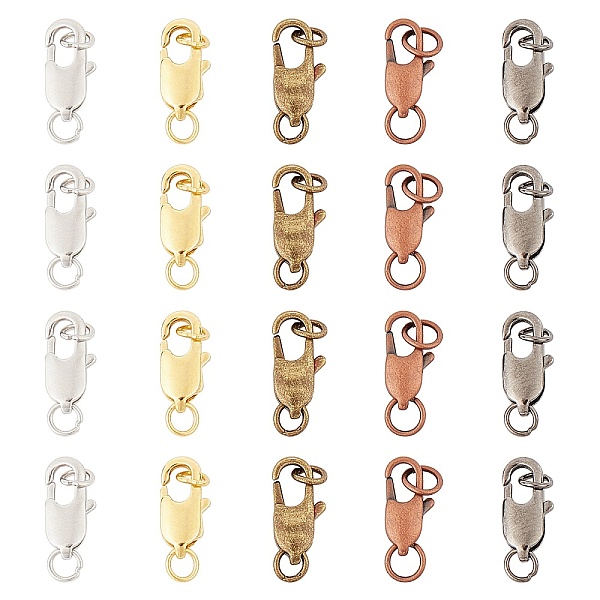 

PandaHall Brass Lobster Claw Clasps, Mixed Color, 18x6mm, Hole: 3mm, 50pcs/box Brass Others