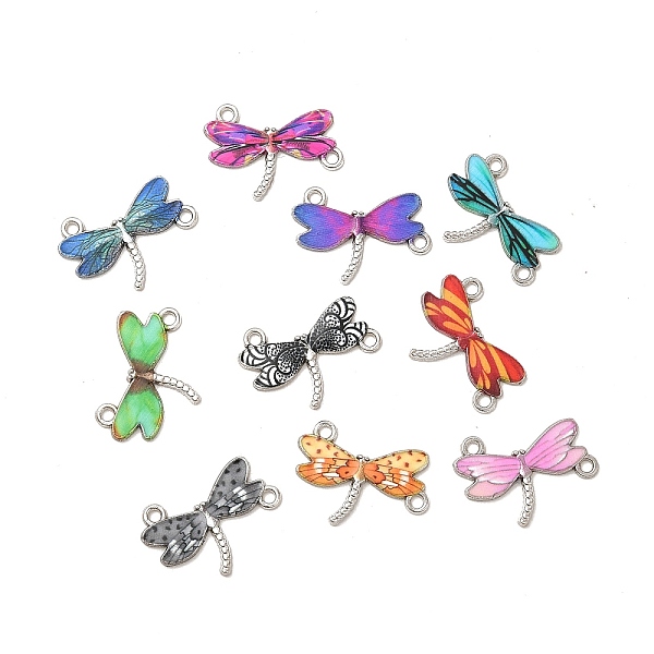 

PandaHall Alloy Enamel Links Connectors, Dragonfly, Mixed Color, Platinum, 23x17x1.8mm, Hole: 1.8mm Alloy+Enamel Dragonfly Multicolor