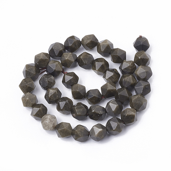 

PandaHall Natural Golden Sheen Obsidian Beads Strands, Star Cut Round Beads, Faceted, 6x5x5mm, Hole: 1mm, about 61pcs/strand, 14.9 inch...