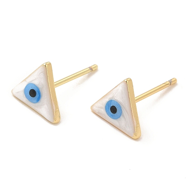 

PandaHall Enamel Triangle with Evil Eye Stud Earrings, Real 18K Gold Plated Brass Jewelry for Women, White, 8x9mm, Pin: 0.8mm Brass Evil Eye...