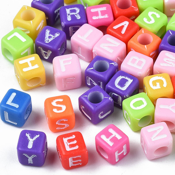 

PandaHall Craft Style Acrylic Beads, Cube with Alphabet, Mixed Color, 6x6x6mm, Hole: 3mm, about 2995pcs/500g Acrylic Cube Multicolor