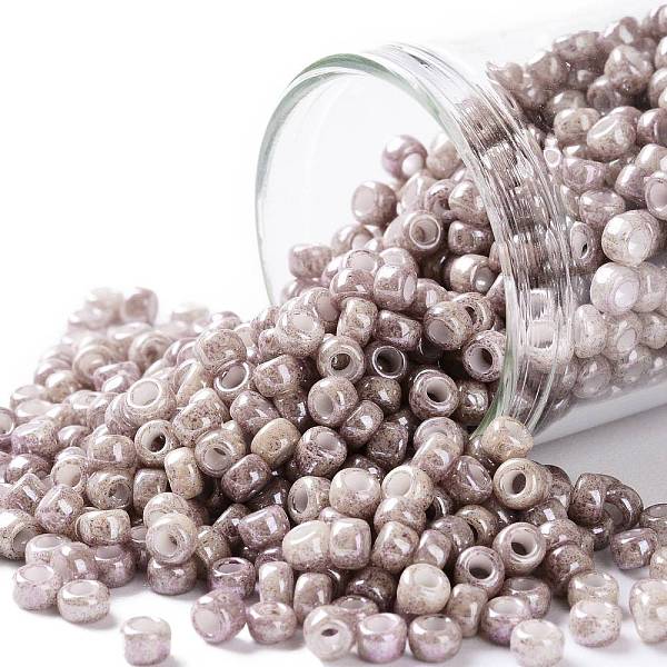

PandaHall TOHO Round Seed Beads, Japanese Seed Beads, (1203) Opaque Taupe Cocoa Marbled, 8/0, 3mm, Hole: 1mm, about 1110pcs/50g Glass Purple