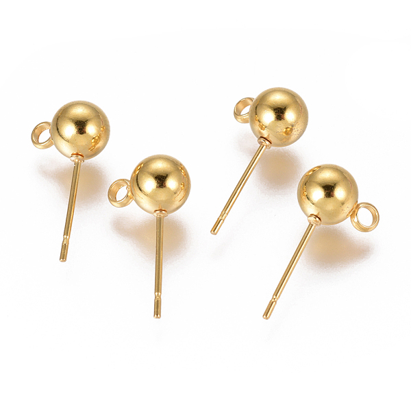 

PandaHall Vacuum Plating 304 Stainless Steel Ear Stud Components, with Loop, Ball, Golden, 17x6mm, Hole: 0.8mm, Pin: 0.7mm 304 Stainless...