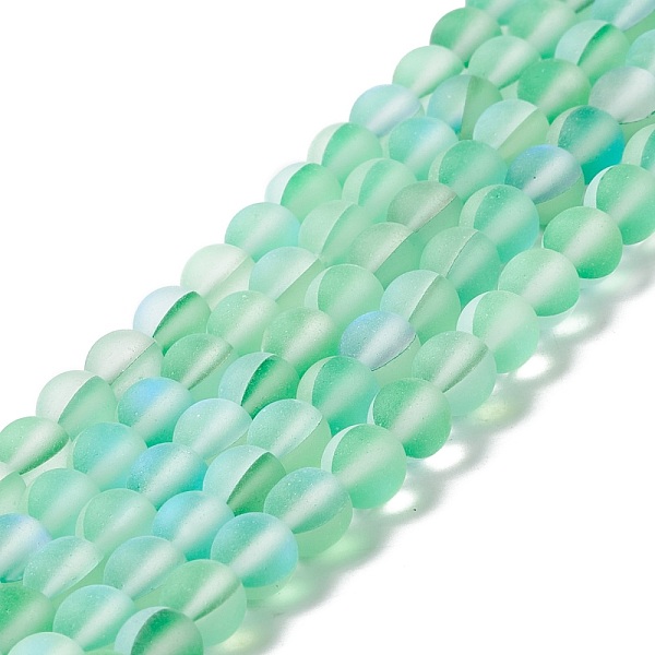 

PandaHall Synthetic Moonstone Beads Strands, Frosted, Round, Medium Spring Green, 6mm, Hole: 1mm, about 60~64pcs/strand, 14.76''~15.55''...