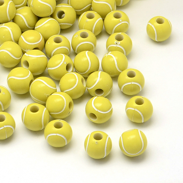 

PandaHall Tennis Opaque Acrylic Beads, Sports Beads, Yellow, 12mm, Hole: 4mm Acrylic Sports Yellow