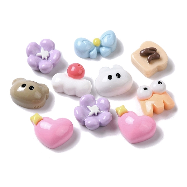 

PandaHall Heart/Bear/Flower Cartoon Opaque Resin Decoden Cabochons, Mixed Shapes, Mixed Color, 9~13x12~16x7~8mm Resin Mixed Shapes..., Multicolor