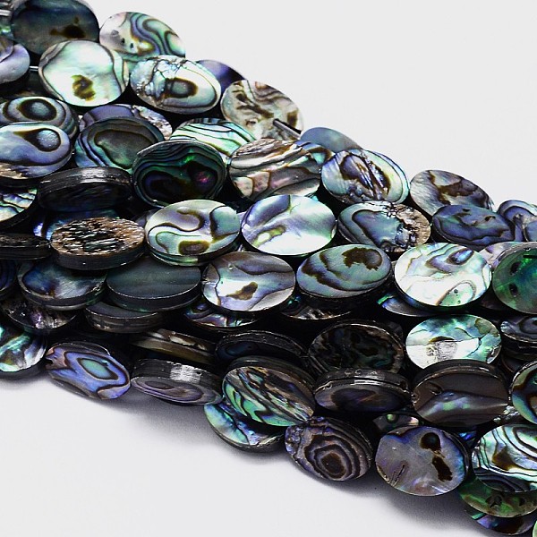 

PandaHall Natural Paua Shell Beads Strands, Oval, Colorful, 14x10x3mm, Hole: 1mm, about 28pcs/strand, 15.7 inch Paua Shell Oval