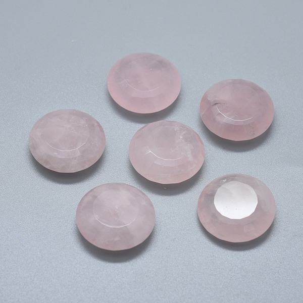 

PandaHall Natural Rose Quartz Cabochons, Faceted, Flat Round, 24.5x8.5mm Rose Quartz Flat Round Pink