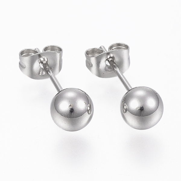 201 Stainless Steel Ball Stud Earrings