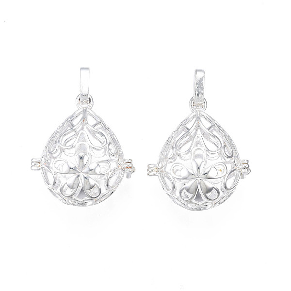 

PandaHall Rack Plating Brass Locket Pendants, Cadmium Free & Lead Free, Teardrop with Flower, Hollow, Silver, 30.5x27x19mm, Hole: 3x8mm...