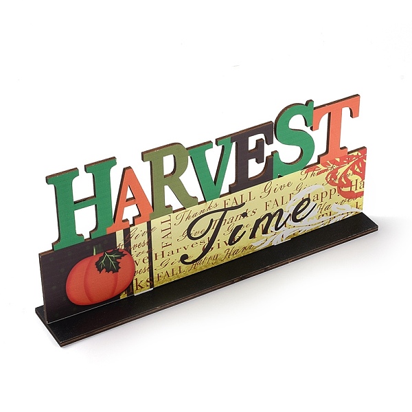 

PandaHall Natural Wood Display Decorations, Word Harvest, Colorful, 270x44x123mm Wood Word