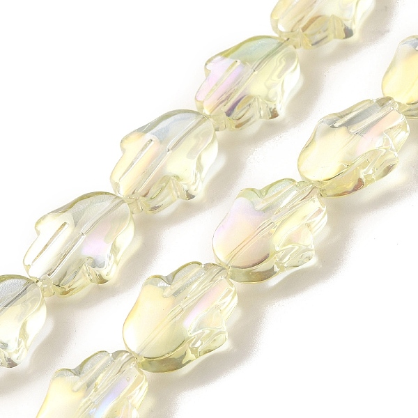 

PandaHall Transparent Electroplate Glass Beads Strands, Rainbow Plated, Hamsa Hand, Light Yellow, 17.8x13.5x7.5mm, Hole: 1.3mm, about...