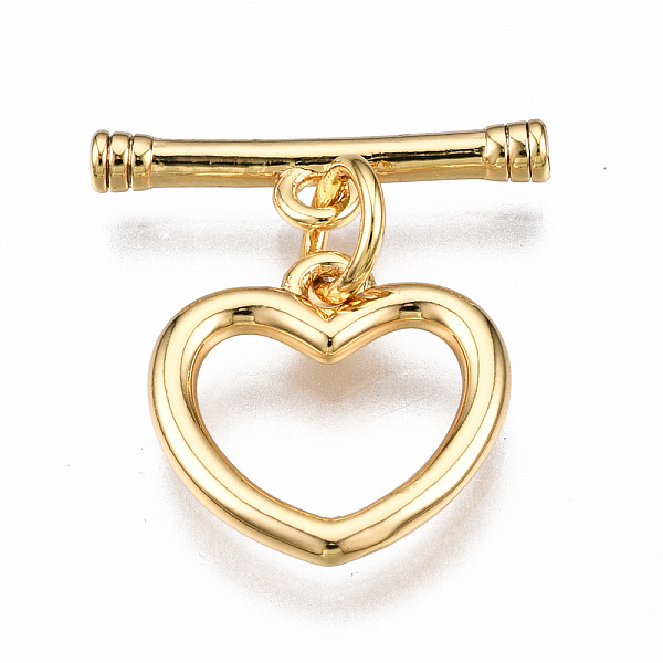 

PandaHall Brass Toggle Clasps, Nickel Free, Heart, Real 18K Gold Plated, 18mm long, Bar: 15.5x4x2mm, hole: 1.4mm, Jump Ring: 5x1mm, Inner...