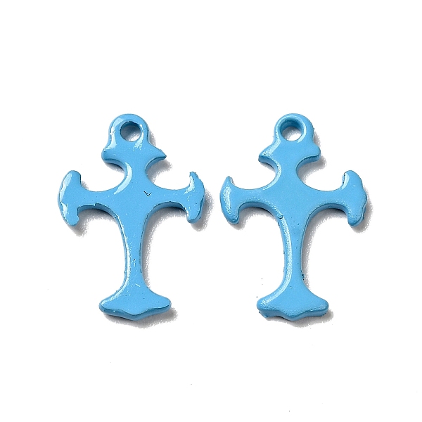 

PandaHall Spray Painted 201 Stainless Steel Charms, Cross Charms, Deep Sky Blue, 14x9.5x1mm, Hole: 1.2mm 201 Stainless Steel Cross