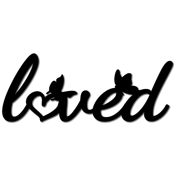 

PandaHall CREATCABIN Loved Laser Cut Wood Letter Sign Wall Decor Butterfly Wall Art Cutout Unfinished Wooden Basswood Hanging Sculpture..., Black