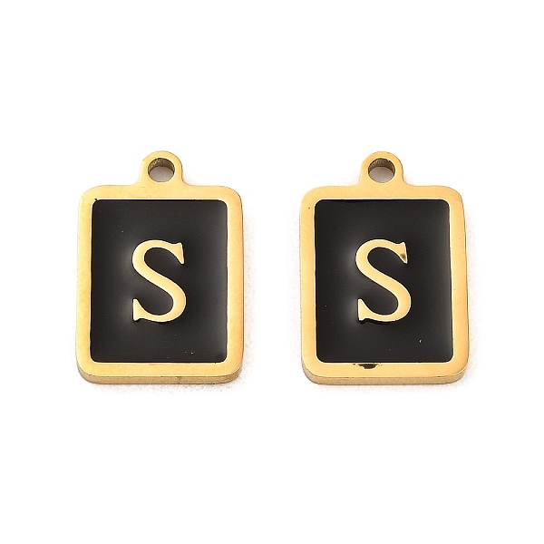 

PandaHall 304 Stainless Steel Pendants, with Enamel, Rectangle with Letter Charm, Golden, Letter S, 17.5x12x1.5mm, Hole: 1.5mm Stainless...