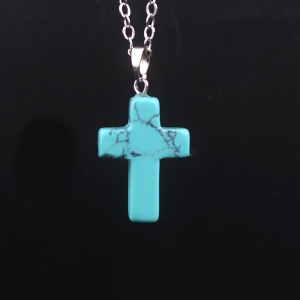 

PandaHall Synthetic Turquoise Pendants, with Platinum Tone Brass Findings, Cross, 25x18mm Synthetic Turquoise Cross