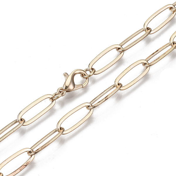 

PandaHall Brass Paperclip Chains, Drawn Elongated Cable Chains Necklace Making, with Lobster Claw Clasps, Real 18K Gold Plated, 17.71 inch...