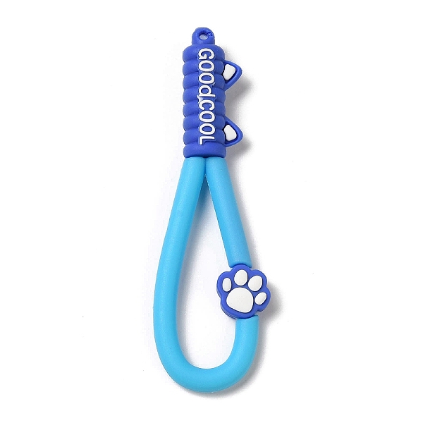 PandaHall Cat Paw Print PVC Plastic Phone Wristlet Strap Rope, Mobile Accessories Decoration, Deep Sky Blue, 10.8~10.9x3.3~3.4x1.3cm Plastic...