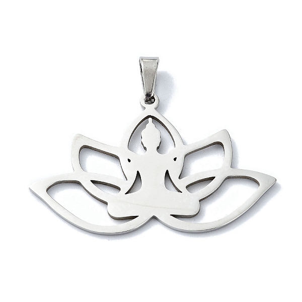 

PandaHall 304 Stainless Steel Pendants, Laser Cut, Lotus with Yoga Charms, Stainless Steel Color, 23x37x1mm, Hole: 6x3mm 304 Stainless Steel...