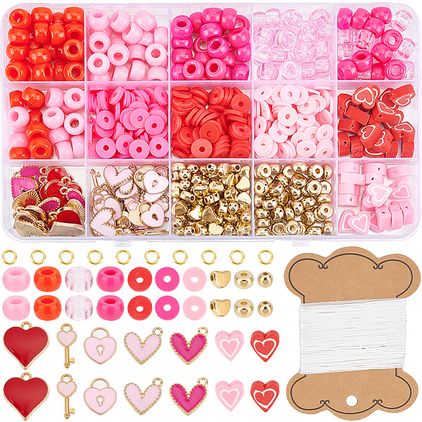 

PandaHall SUNNYCLUE 1 Box 1000+Pcs Red Heart Beads Valentine's Day Polymer Clay Beads Bulk Flat Round Heishi Beads Pink Double Sided Clay...