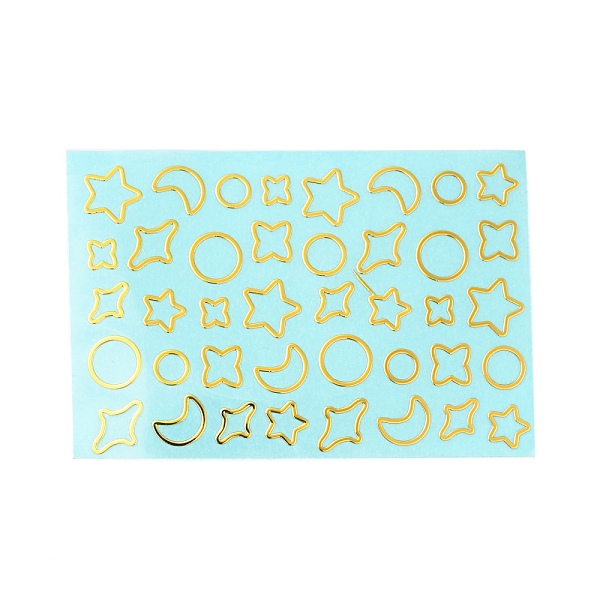 

PandaHall Brass Self-Adhesive Picture Stickers, Metal Decals for Phone Case Decor, Star, Moon Pattern, 50x75x0.1mm,Sticker: 5.5~10x5.5~9.5mm..., Gold