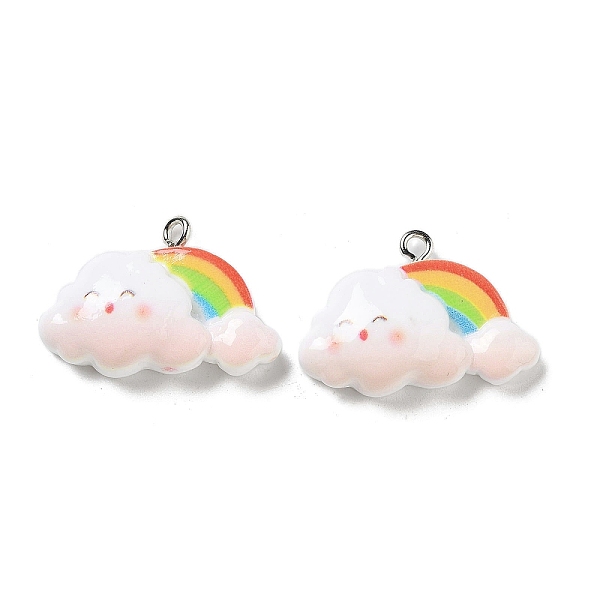 

PandaHall Weather Theme Opaque Resin Pendants, Cloud Charms with Rainbow, Pink, 19x27.5x7mm, Hole: 2mm Resin Cloud Pink