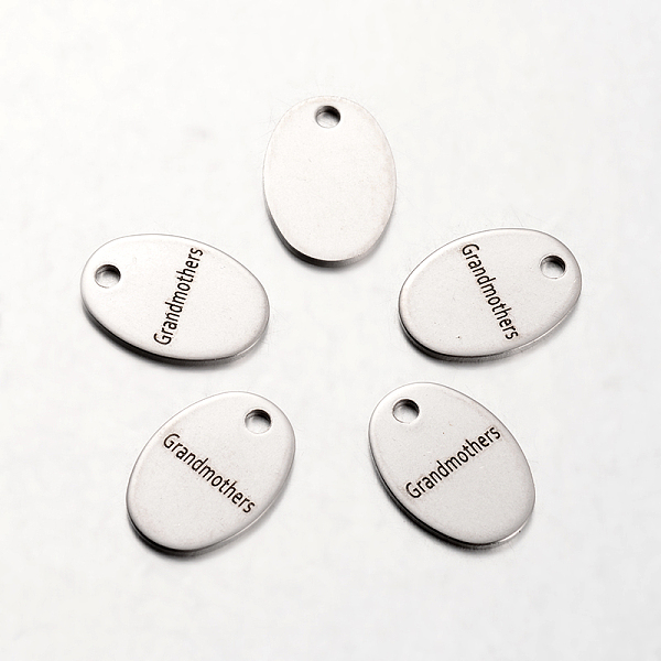 

PandaHall Mother's Day Theme, Spray Painted Stainless Steel Family Theme Pendants, Oval with Words Grandmothers, Stainless Steel Color...