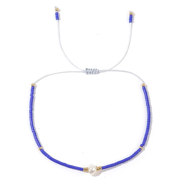 Bracciale regolabile da donna intrecciato con perline tubolari in vetro