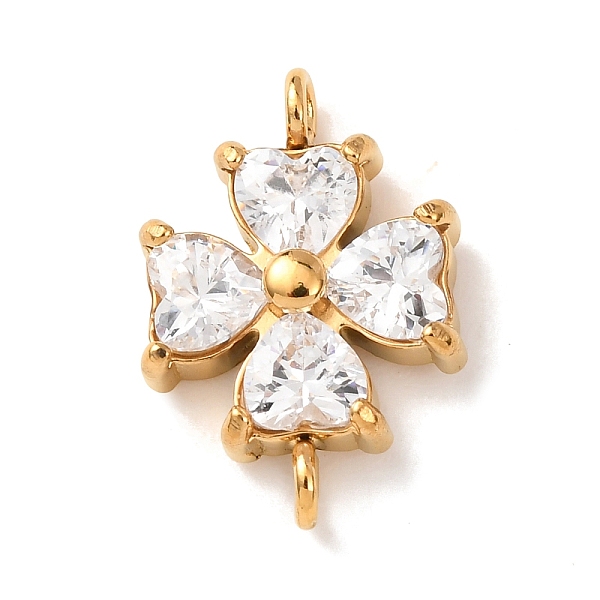 Breloques de connexion en forme de fleur serties de zircon cubique pavé en acier inoxydable 304